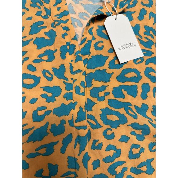 NWT Emily Wonder Short Sleeve Top Coral and Green Light Weight Summer Bright Fun - Picture 2 of 10